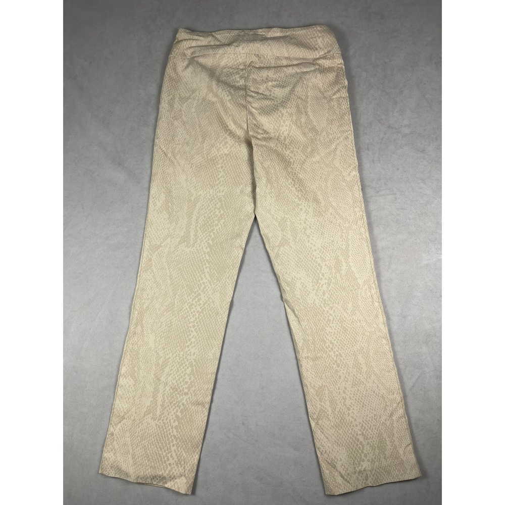 Raffinalla Women Beige Snakeskin Print Straight Leg Stretch Pants P411-73 Size 6